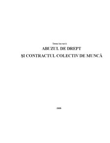Abuzul de Drept și Contractul Colectiv de Muncă - Pagina 1