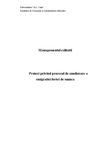 Proiect privind procesul de ameliorare a emigrației forței de muncă - Pagina 1
