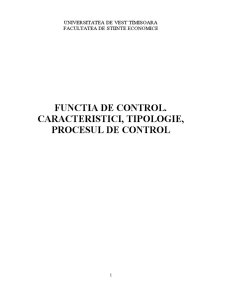 Funcția de control - caracteristici, tipologie, procesul de control - Pagina 1