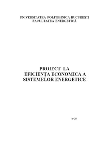 Proiect la Eficiența Economică a Sistemelor Energetice - Pagina 1