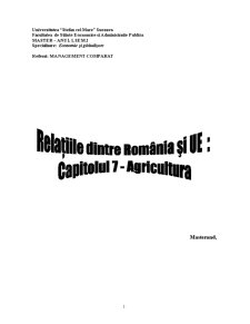 Relațiile dintre România și UE - capitolul 7 - agricultura - Pagina 1