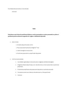 Proiectarea unui sistem cu reglare automată a debitului - Pagina 1