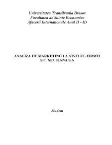 Analiza de Marketing la Nivelul Firmei SC Secuiana SA - Pagina 1