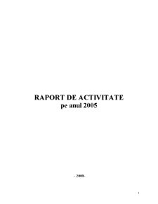 Raport Activitate CNPAS pentru Anul 2005 - Pagina 1