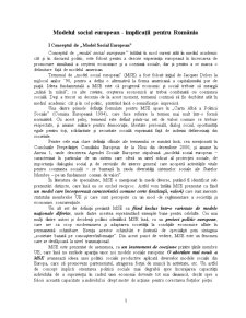 Modelul Social European - Implicații Pentru România - Pagina 1