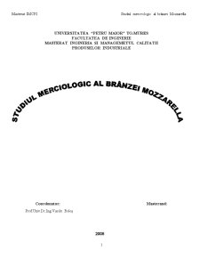 Studiul Merceologic al Brânzei Mozzarella - Pagina 1
