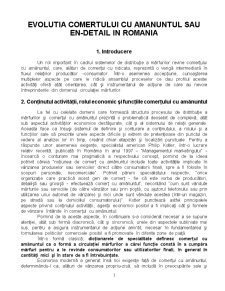 Evoluția comerțului cu amănuntul sau en-detail în România - Pagina 1