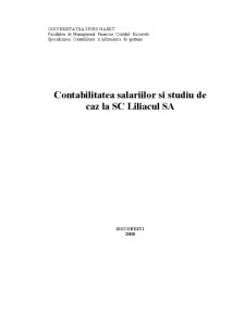 Contabilitatea Salariilor și Studiu de Caz la SC Liliacul SA - Pagina 1