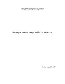 Managementul corporatist în Olanda - Pagina 1