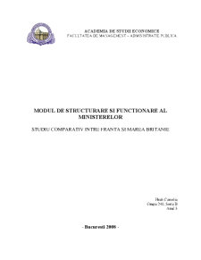 Modul de structurare și funcționare al ministerelor - studiu comparativ între Franța și Marea Britanie - Pagina 1