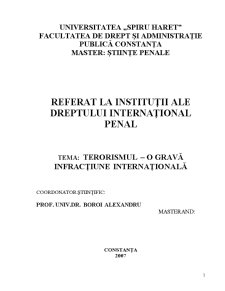 Terorismul - gravă infracțiune internațională - Pagina 1