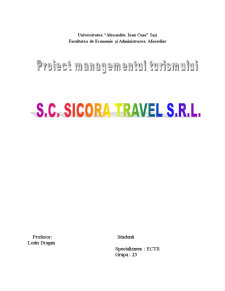 Înființarea unei agenții de turism - SC Sicora Travel SRL - Pagina 1