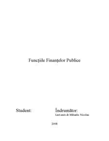 Funcțiile Finanțelor Publice - Pagina 1