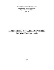 Marketing Stategic pentru SC Danone SA - Pagina 1