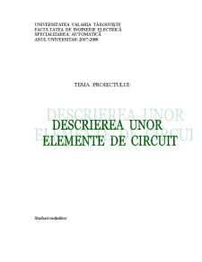 Descrierea unor Elemente de Circuit - Pagina 1