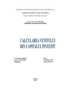 Calcularea venitului din capitalul învestit - Pagina 1