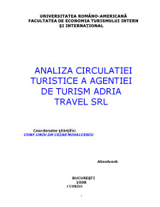 Analiza circulației turistice a agenției de turism Adria Travel SRL - Pagina 1