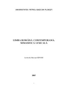 Limba română contemporană - semantică lexicală - Pagina 1