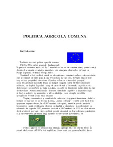 Economie Europeana - Politica Agricola Comuna - Pagina 1