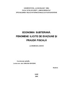 Economia Subterana - Fenomene Ilicite de Evaziune si Frauda Fiscala - Pagina 1