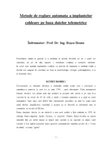 Metode de reglare automată a implantelor cohleare pe baza datelor telemetrice - Pagina 1