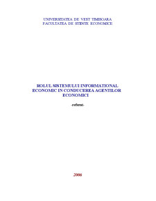 Rolul sistemului informațional economic în conducerea agenților economici - Pagina 1