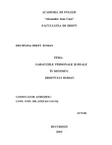 Garanțiile Personale și Reale în Sistemul Dreptului Roman - Pagina 1