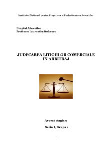 Judecarea litigiilor comerciale în arbitraj - Pagina 1