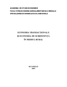 Economia Tranzacțională și Economia de Subzistență în Mediul Rural - Pagina 1