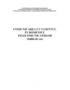 Comunicarea cu clientul în domeniul telecomunicațiilor - Pagina 1