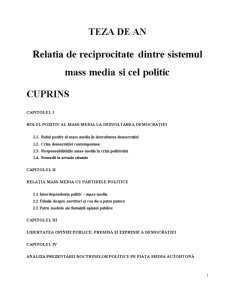 Relația de reciprocitate dintre sistemul mass media și cel politic - Pagina 1