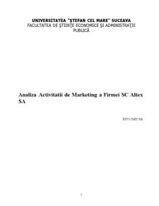 Analiza activității de marketing a firmei SC Altex SA - Pagina 1