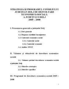 Strategia și Programul Consiliului Județean Dolj de Dezvoltare economico-socială a Județului Dolj 2005 - 2008 - Pagina 2