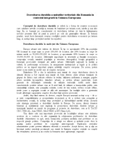 Dezvoltarea Durabila a Unitatilor Teritoriale din Romania in Contextul Integrarii in Uniunea Europeana - Pagina 1