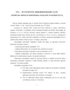 TVA - în contextul aderării României la UE - Pagina 1