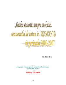 Studiu statistic asupra evoluției consumului de tutun în România în perioada 2000-2007 - Pagina 1