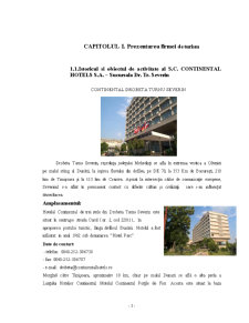 Lucrare de practică la SC Continental Hotels SA - sucursala Drobeta Turnu-Severin - Pagina 1