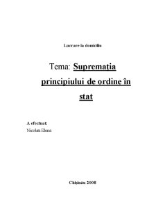 Supremația Principiului de Ordine în Stat - Pagina 1