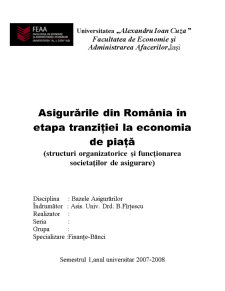 Asigurările din România în Perioada Tranziției la Economia de Piață - Pagina 1