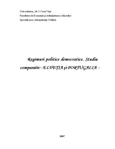 Regimuri politice democratice - studiu comparativ - Elveția și Portugalia - Pagina 1