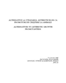 Alternative la Utilizarea Antibioticelor ca Promotori de Creștere la Animale - Pagina 1