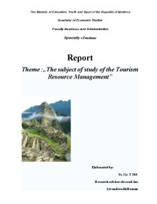 The Subject of Study of The Tourism Resource Management - Pagina 1