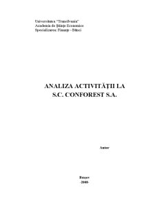 Analiza activității la SC Conforest SA - Pagina 1