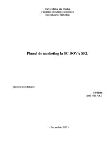 Planul de Marketing la Societatea SC Dova SRL - Pagina 1