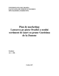 Plan de Marketing pentru Iaurtul Danone - Pagina 1