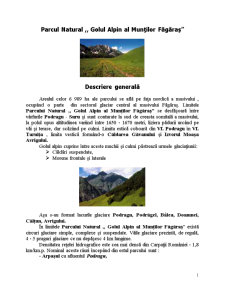 Parcul Natural - Golul Alpin Făgăraș - Pagina 1