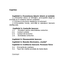 Operatiuni Privind Acordarea de Credite, Depozite de Catre Alpha Bank Romania - Pagina 1