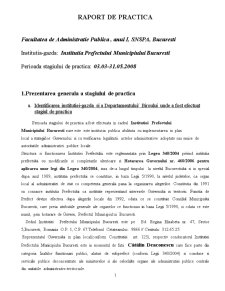 Raport practică - Instituția Prefectului Municipiului București - Pagina 1
