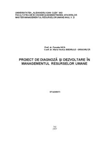 Diagnoză și Dezvoltare în Managementul Resurselor Umane - Pagina 1