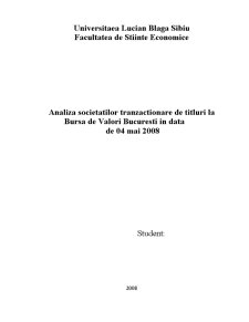 Analiza societăților tranzacționare de titluri la Bursa de Valori București în data de 04 mai 2008 - Pagina 1